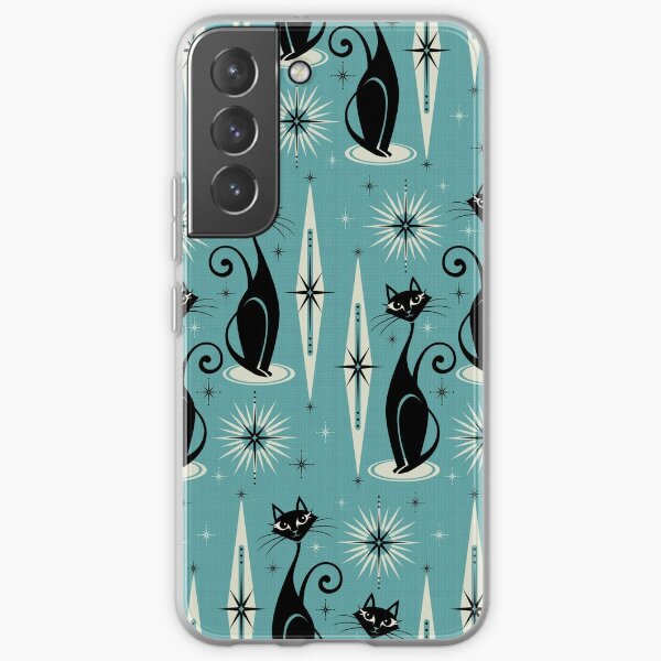 Disover Mid Century Meow on Blue | Samsung Galaxy Phone Case