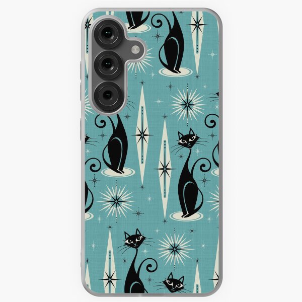 Item preview, Mid Century Meow on Blue designed and sold by studioxtine.