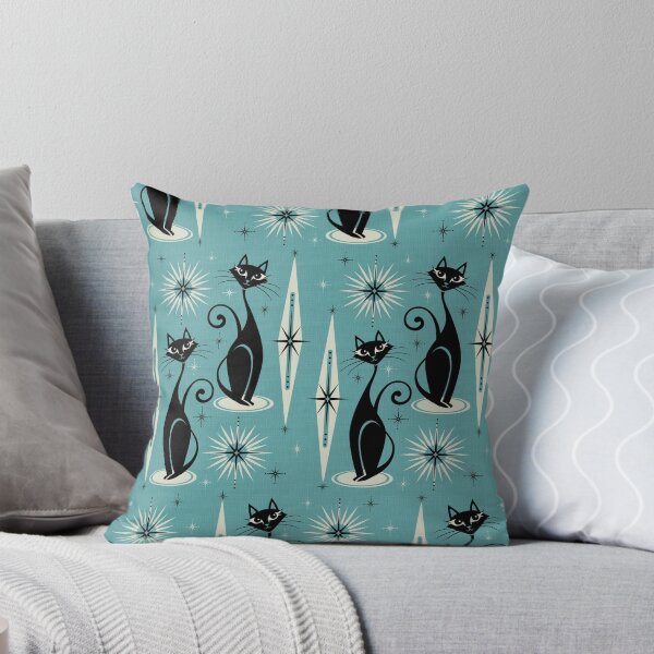Item preview, Mid Century Meow on Blue designed and sold by studioxtine.