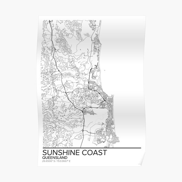Póster «Mapa de Sunshine Coast, póster impreso en la pared, regalo de ...