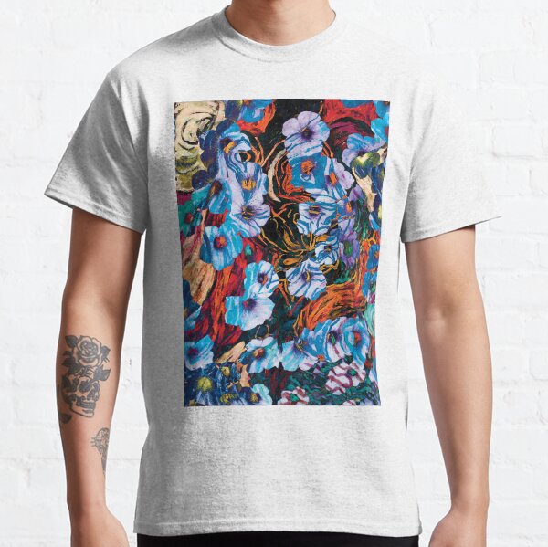 floral mottled indigo abstract art Classic T-Shirt