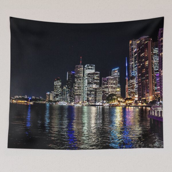 Item preview, Night city over the ocean  designed and sold by DreamGalleon.