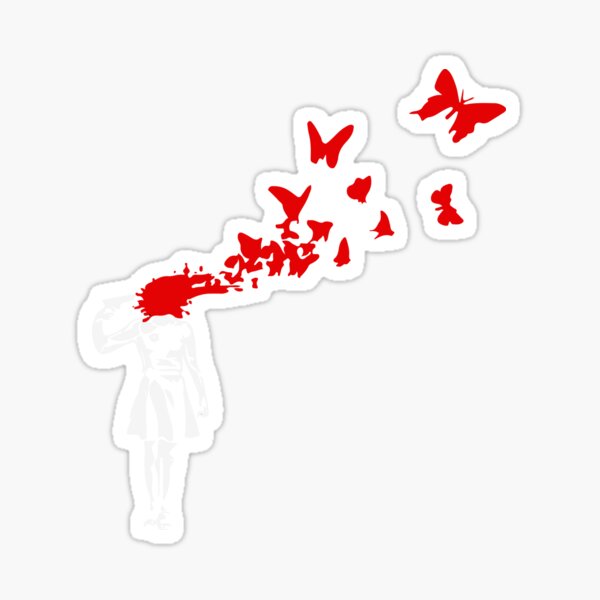 Banksy - Girl Shooting Her Head With Butterfly Design, Streetart Street Art, Grafitti, Artwork, Design For Men, Women Sticker