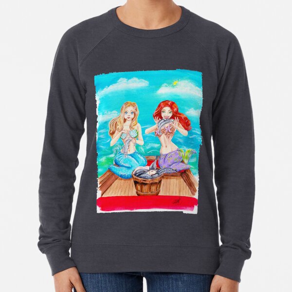 'She Did It' Mermaid sisters Lightweight Sweatshirt
