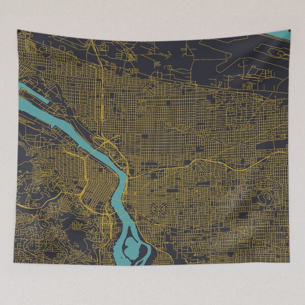 Item preview, Portland, Oregon City Map, Blue/Yellow designed and sold by heatherhartman.