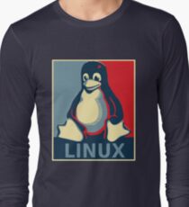 Linux tux penguin obama poster Long Sleeve T-Shirt