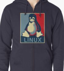 Linux tux penguin obama poster Zipped Hoodie