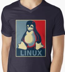 Linux tux penguin obama poster Men's V-Neck T-Shirt