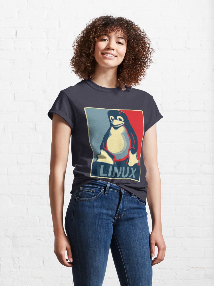 Alternate view of Linux tux penguin obama poster Classic T-Shirt