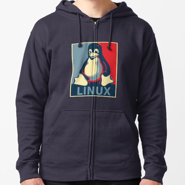 Linux tux penguin obama poster Zipped Hoodie