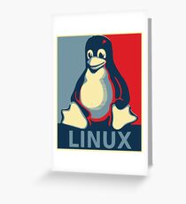 Linux tux penguin obama poster Greeting Card