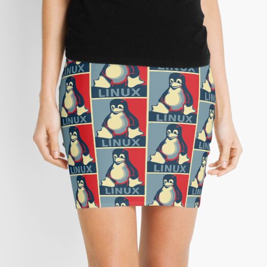 Linux tux penguin obama poster Mini Skirt