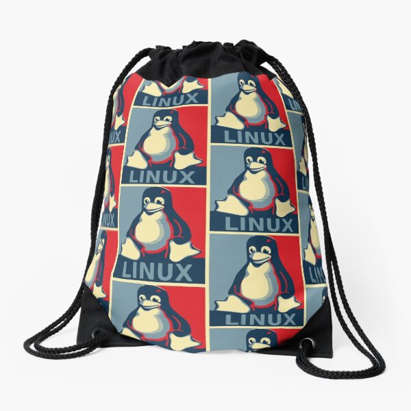Linux tux penguin obama poster Drawstring Bag