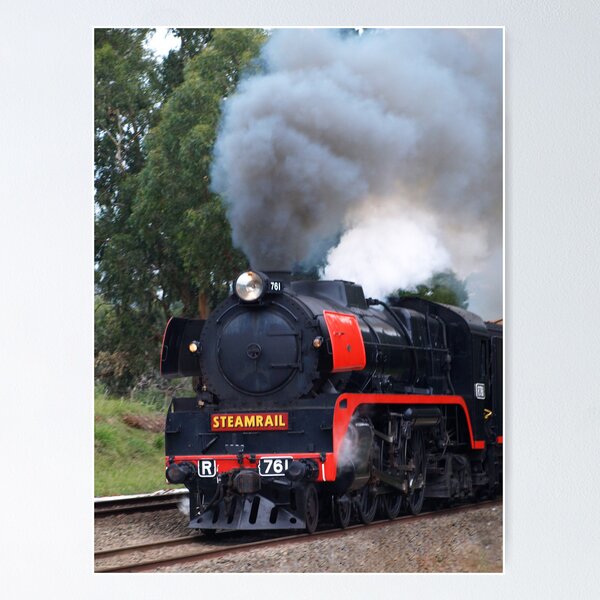 Item preview, R Class Loco 761 steaming into Drouin, Vic, Australia designed and sold by Bev Pascoe.
