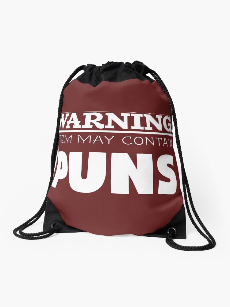 Thumbnail 1 of 3, Drawstring Bag, Copy of May Contain Puns designed and sold by jimtait.