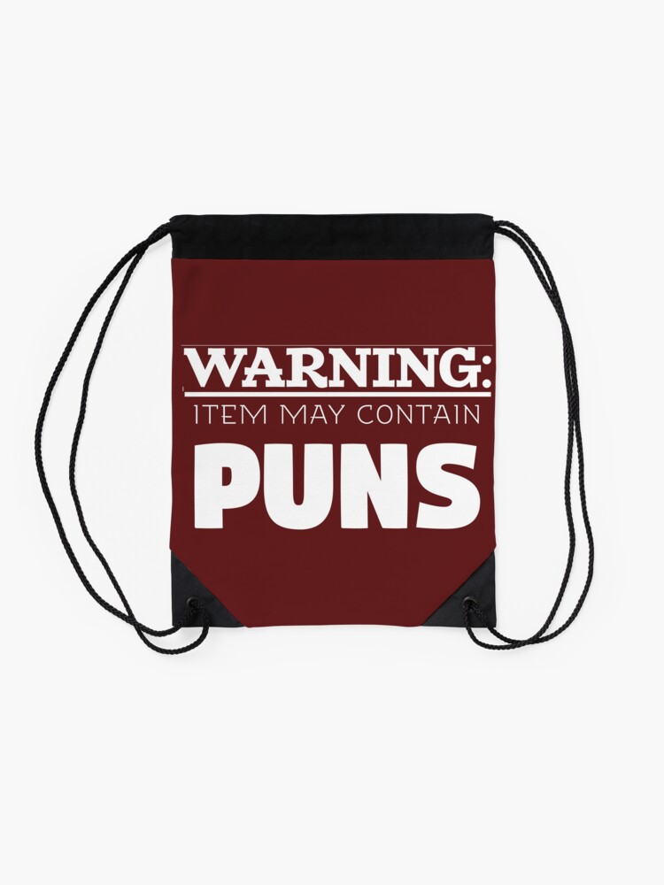 Alternate view of Copy of May Contain Puns Drawstring Bag