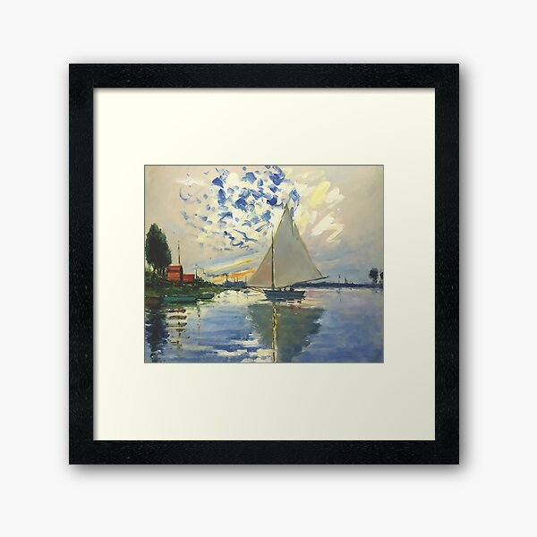 Aperçu de l'œuvre Voilier Le-Petit-Gennevilliers Claude Monet Fine Art créée et vendue par Vicky Brago-Mitchell®.