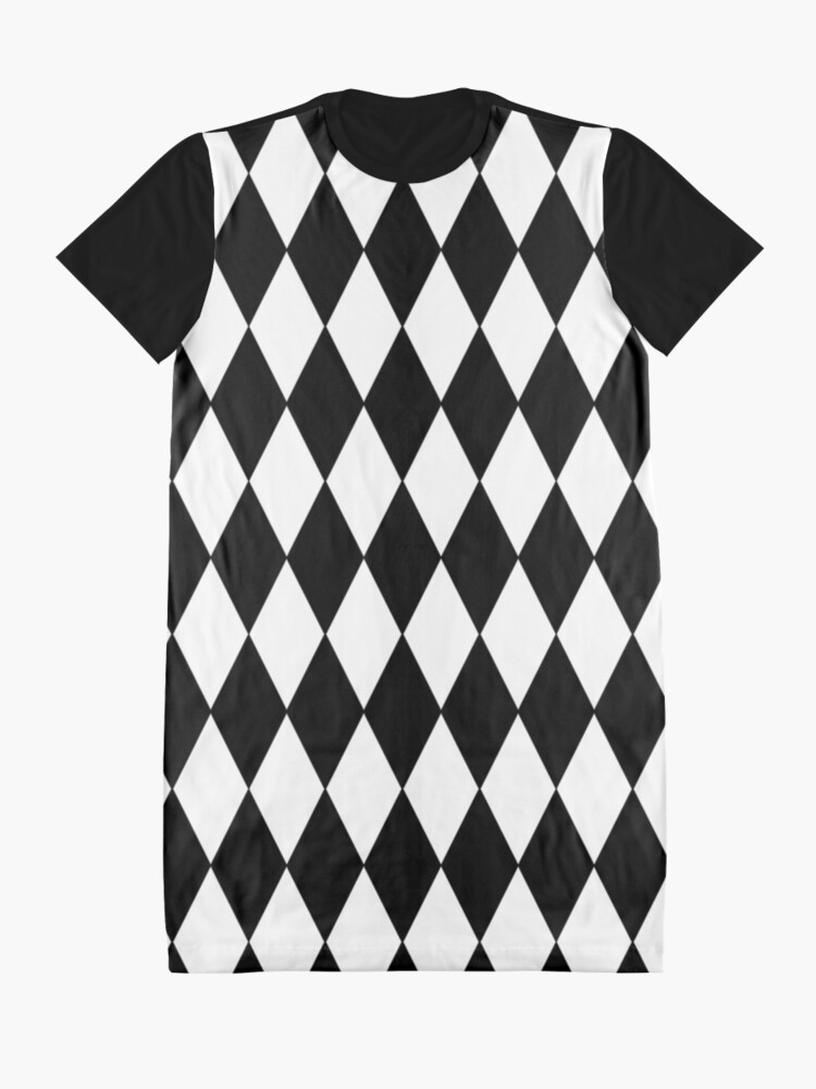 Alternate view of LARGE BLACK AND WHITE HARLEQUIN- DIAMOND- ARGYLE PATTERN DESIGNED FOR HOME DECOR AND CLOTHING Graphic T-Shirt Dress