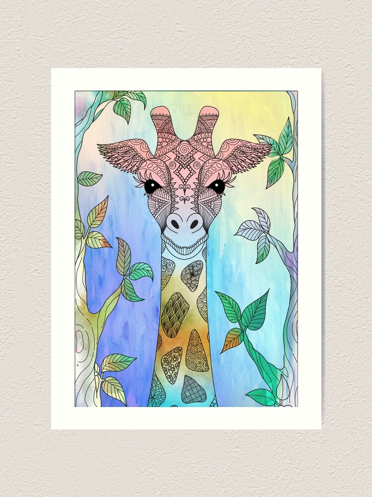 Boho Giraffe Colored Mandala Art Print By Trendira Redbubble
