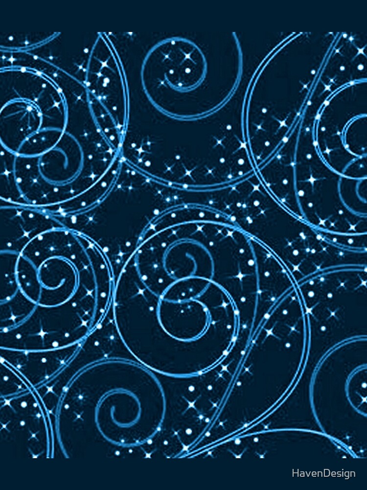 Blue Abstract Twinkling Stars Swirl Pattern