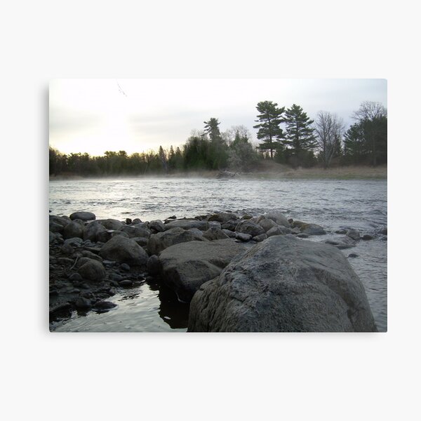 Mississippi river Dawn over the rocks Metal Print