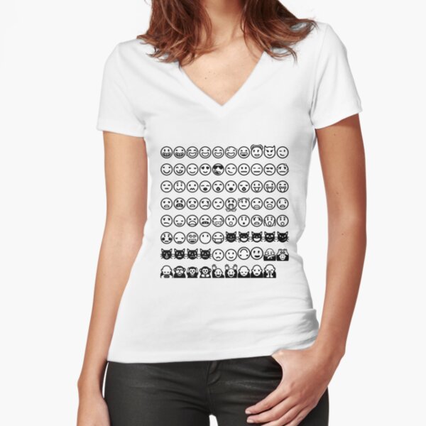 Emoji  絵文字えもじ  /ɪˈmoʊdʒi/ [emodʑi] emojis ideograms smileys electronic messages web pages genres Fitted V-Neck T-Shirt