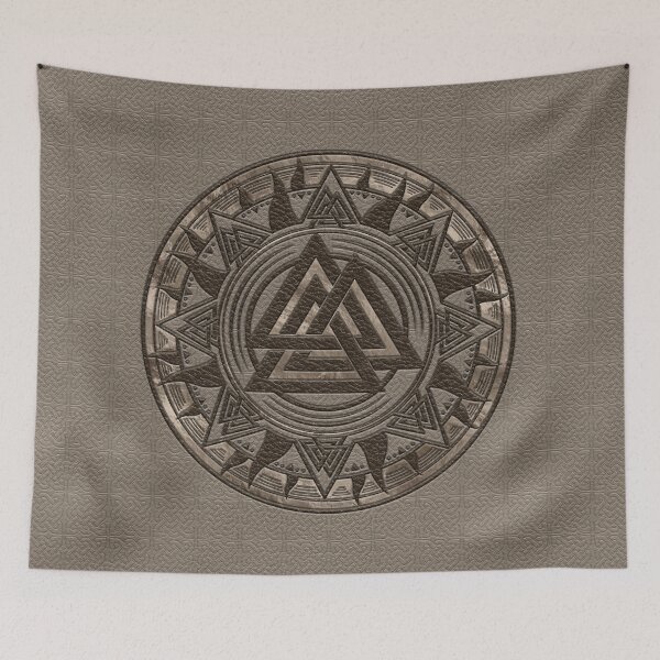 Item preview, Valknut Symbol - Beige Leather and gold designed and sold by Nartissima.