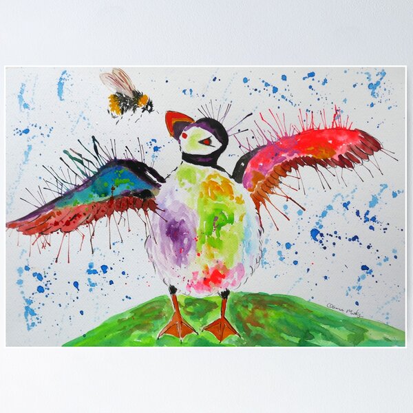 Item preview, Colourful Puffin and a Bumble bee designed and sold by Casimirasart.