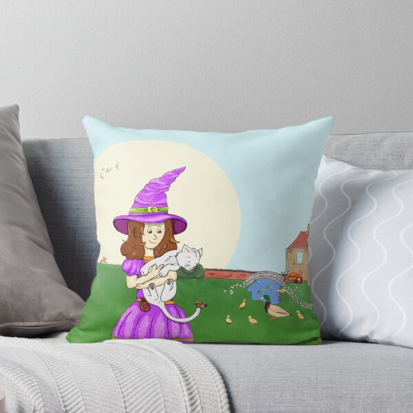 Item preview, little witch and her cat outside designed and sold by studioMoSa.