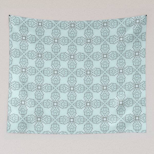 Item preview, Turquoise artichoke ink line illustrated pattern.  designed and sold by RedFinchDesigns.