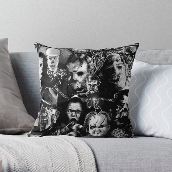Horror Movie Collage Throw Pillow