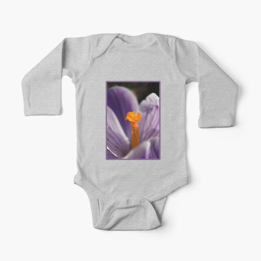 purple and white striped crocus close up baby one piece by imladris01 redbubble purple and white striped crocus close up baby one piece by imladris01 redbubble