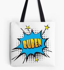 Comic book speech bubble font first name Ruben Tote Bag