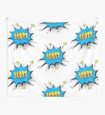 Comic book speech bubble font first name Scott Wall Tapestry