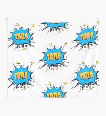Comic book speech bubble font first name Thilo Wall Tapestry