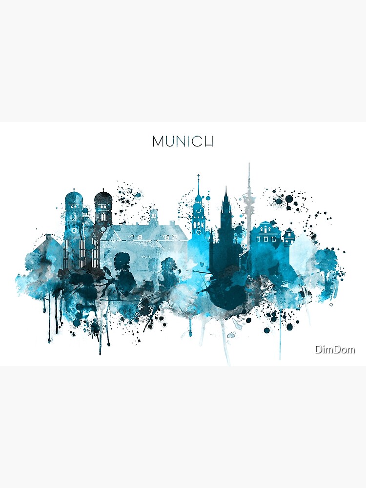 Munich Monochrome Blue Skyline by DimDom