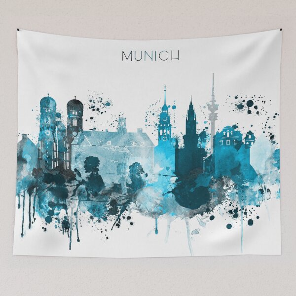 Item preview, Munich Monochrome Blue Skyline designed and sold by DimDom.