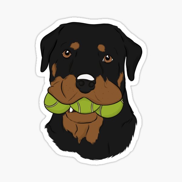 Rottweiler with Tennis Balls Sticker