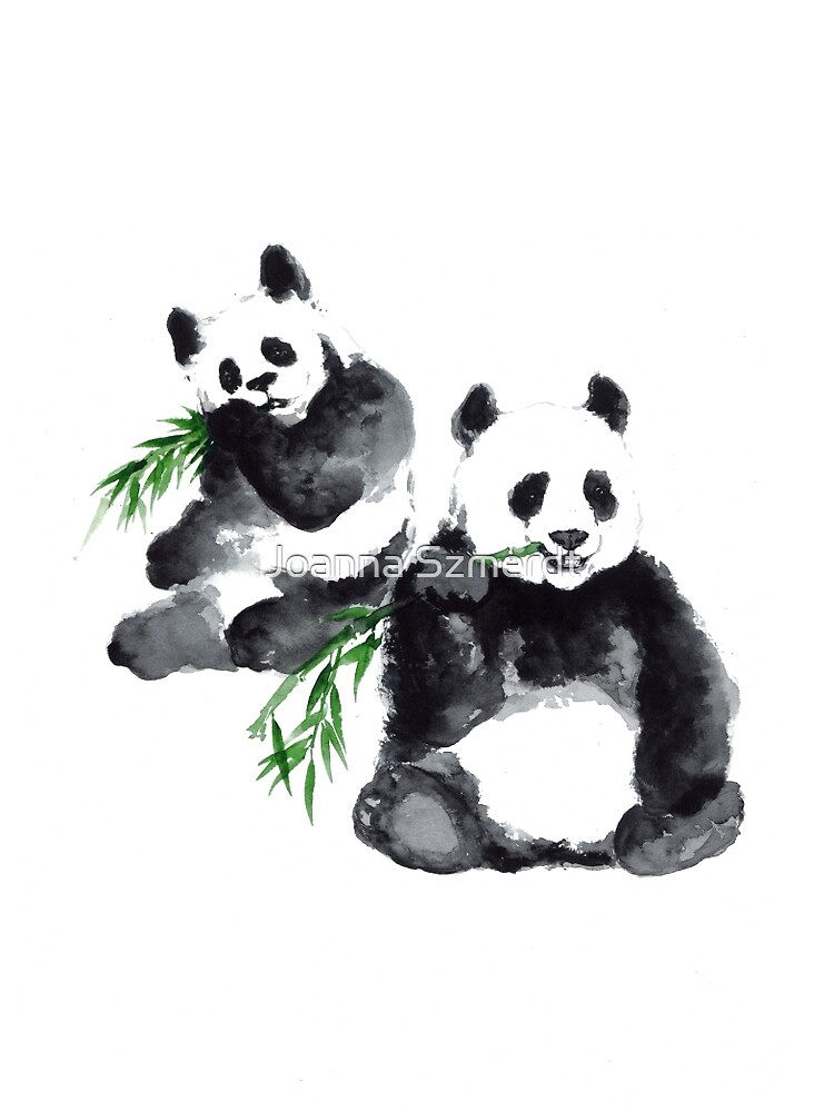 Chinese ink painting - panda with bamboo - ink painting panda bear