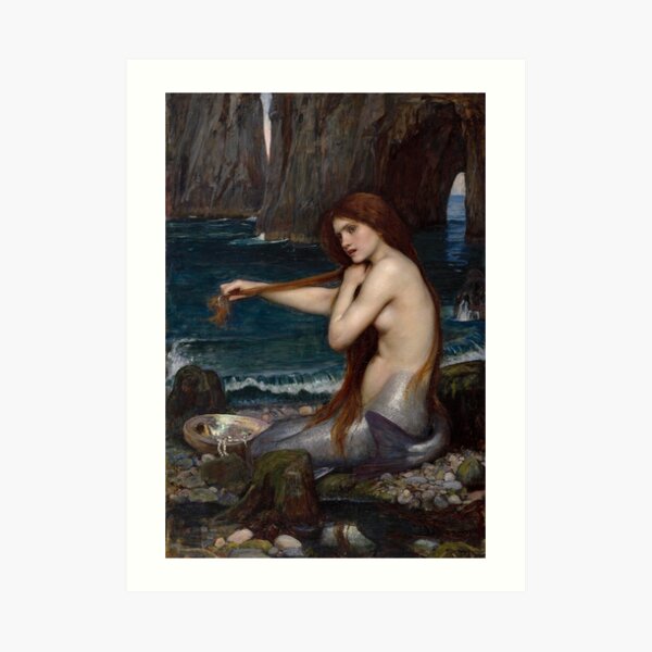 Vintage John William Waterhouse Mermaid 1900 Art Print