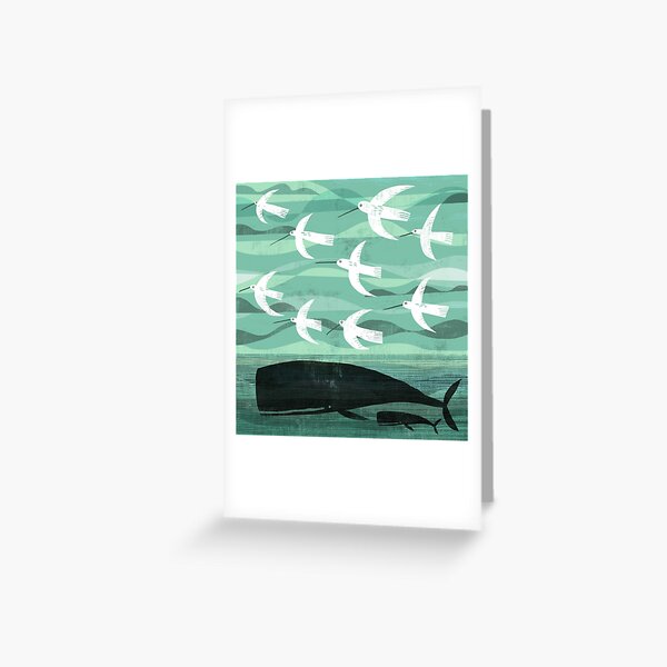 Item preview, Whale and baby with flying birds designed and sold by gklucas.