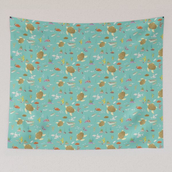 Item preview, sea turtles and fish in the reef pattern designed and sold by studioMoSa.