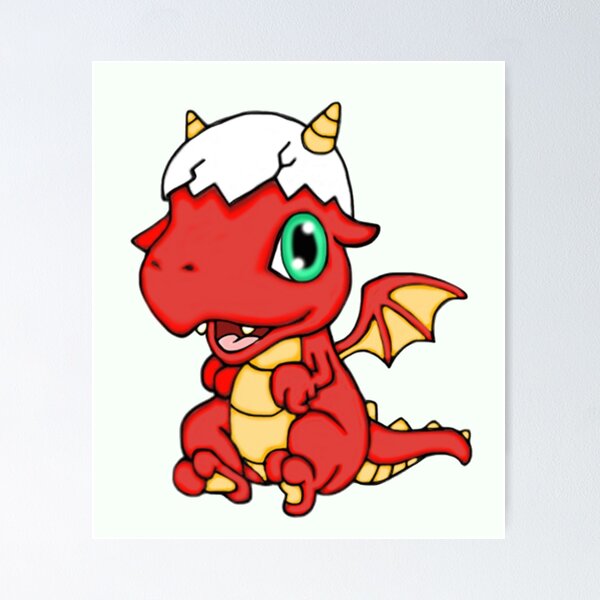 Red Baby Dragon Poster