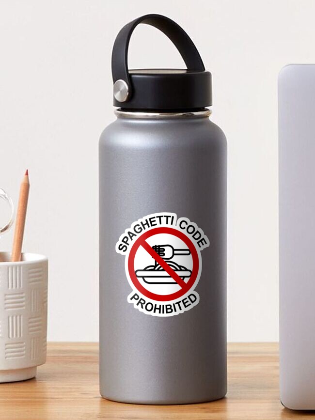 Thumbnail 1 of 3, Sticker, spaghetti code prohibited designed and sold by yourgeekside.