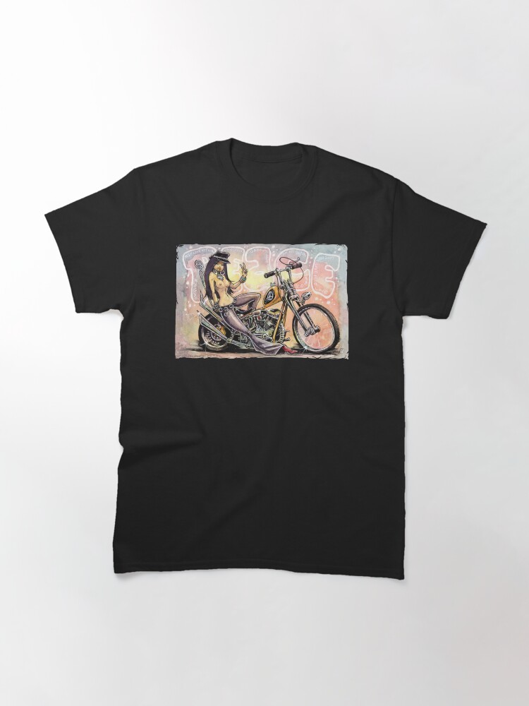 Thumbnail 2 of 7, Classic T-Shirt, PEACE - Hippy Motorcycle Girl designed and sold by George Webber.