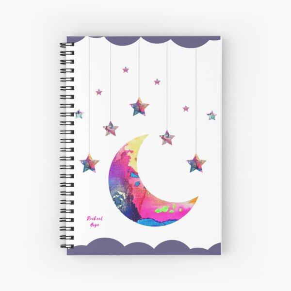 Abstract Moon and Stars with Clouds Spiral Notebook