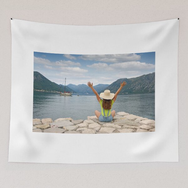Item preview, The girl welcomes the sailboat Kotor bay Montenegro summer vacation designed and sold by goceris.