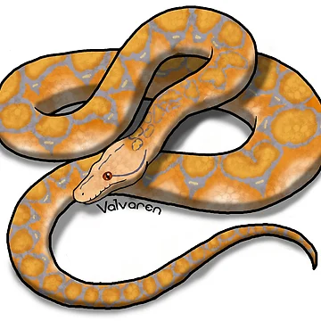 Artwork thumbnail, Purple Albino Reticulated Python Sticker by Valvaren