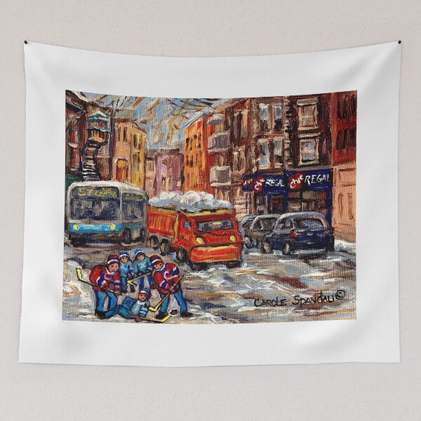 Item preview, HOCKEY ART TRAFFIC NEAR CHARLEVOIX METRO POINTE ST. CHARLES MONTREAL WINTER STREET SCENE  designed and sold by Carole  Spandau.