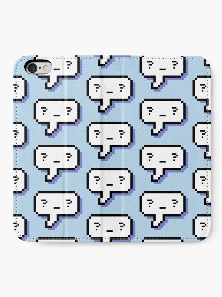 Alternate view of Confused Kaomoji - Pixel Speech Bubble - (Blue) iPhone Wallet
